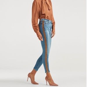 7 For All Mankind Luxe Vintage the high waist ankle skinny w/copper lurex stripe